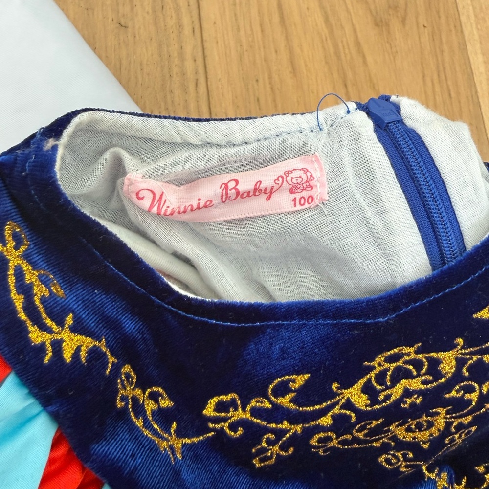 Kids SnowWhite Princess Costume Dress with Cape - Blue, Yellow, Red - Picture 3 of 5